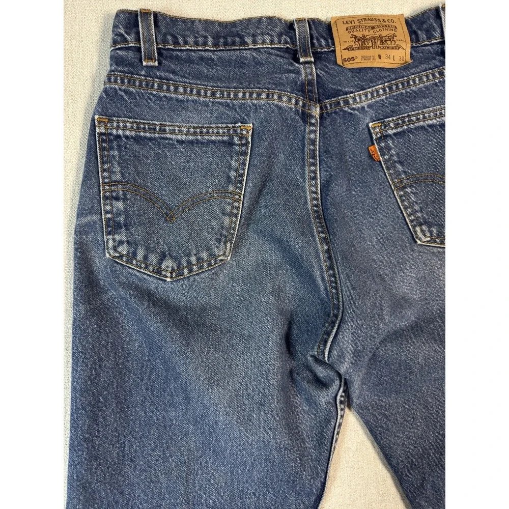 Vintage 90s Levis 505 Orange Tab Jeans Mens 34x30 (Fits 33x26.5) USA Made Faded - Picture 14 of 16